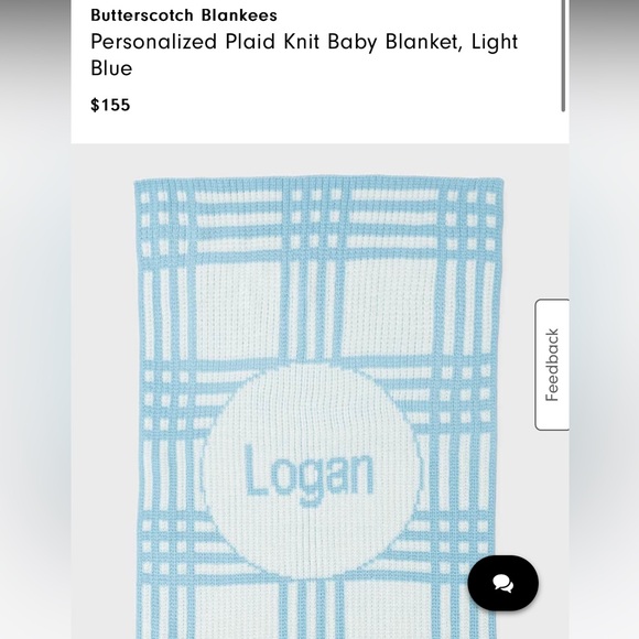 Butterscotch Blankees Miller Personalized Plaid Knit Baby Blanket Light Blue